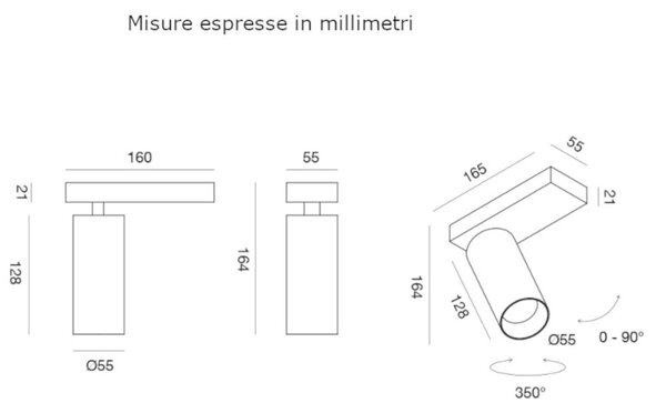 Plafoniera moderna gea led gfa1473c led orientabile alluminio soffitto parete - Gea Led