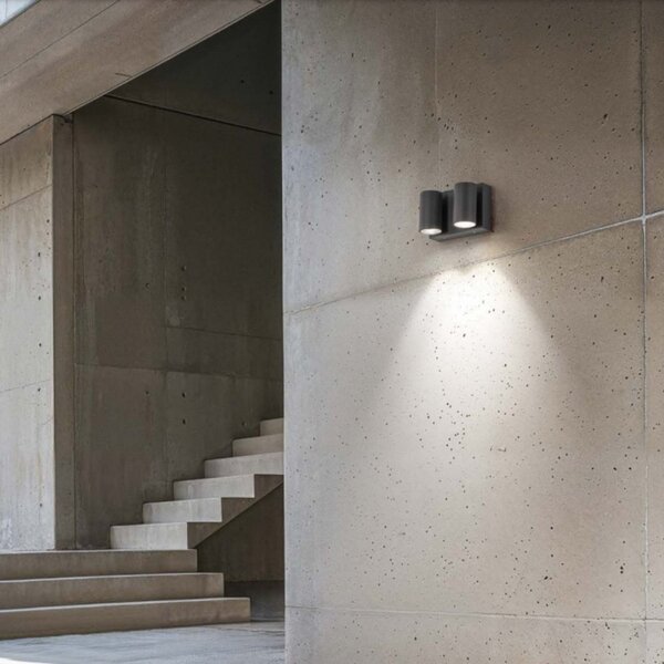 Applique esterno gea led ges2074 led ip65 grigio antracite alluminio spot orientabile moderno - Gea Led