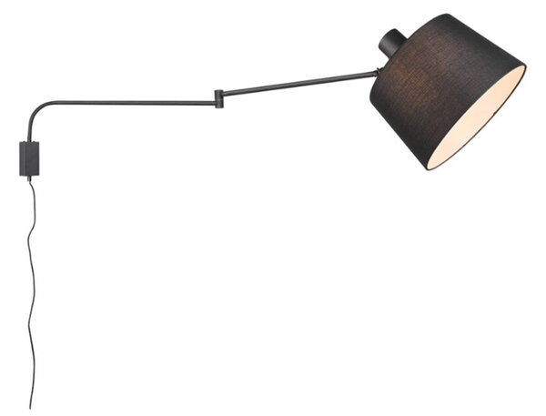 Braccio parete snodabile orientabile trio lithing baldo 200600132 e27 led metallo nero paralume tessuto - Trio Lighting