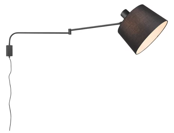 Braccio parete snodabile orientabile trio lithing baldo 200600132 e27 led metallo nero paralume tessuto - Trio Lighting