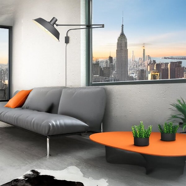 Braccio parete snodabile orientabile trio lithing bolder 200300132 e27 led metallo nero industriale - Trio Lighting