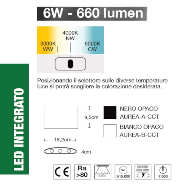 Applique led lampadari bartalini aerua b cct ip65 alluminio - Lampadari Bartalini Gesso