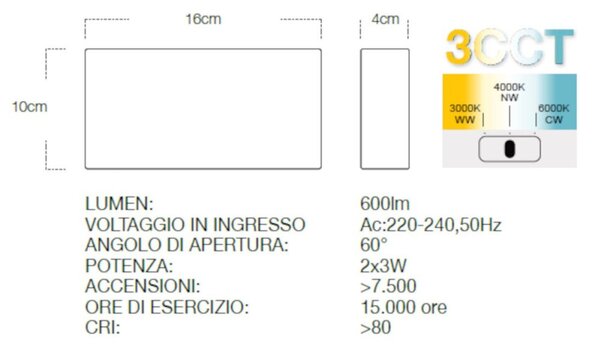 Applique led lampadari bartalini eneta nero ip65 termoplastica - Lampadari Bartalini Gesso