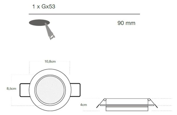 Faretto incasso lampadari bartalini suruat nero gx53 led alluminio - Lampadari Bartalini Gesso