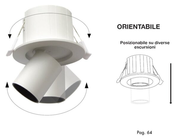 Faretto incasso lampadari bartalini tniop b led orientabile termoplastico - Lampadari Bartalini Gesso