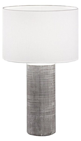 Abat-jour classica perenz tribale 8286 n e27 led paralume tessuto bianco ceramica grigio cemento - Perenz