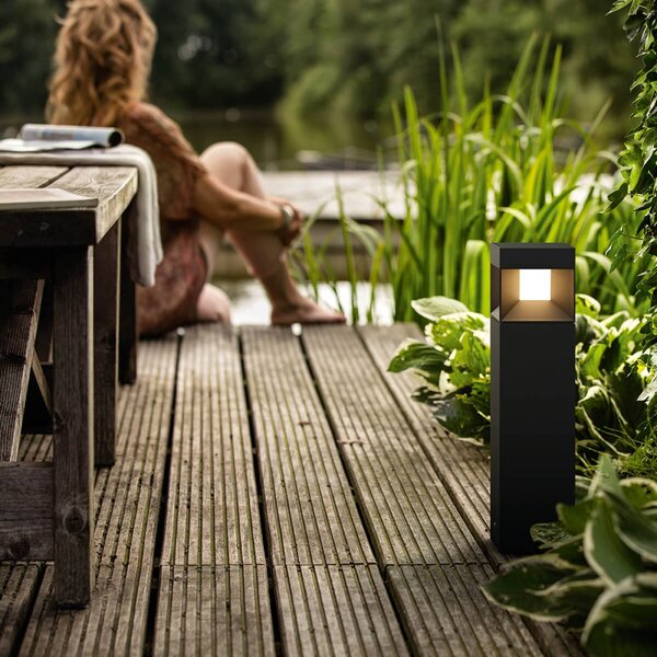 Philips Raffinata lampada LED da appoggio Parterre, Nero, Alluminio, Moderno, Lampada LED da esterni
