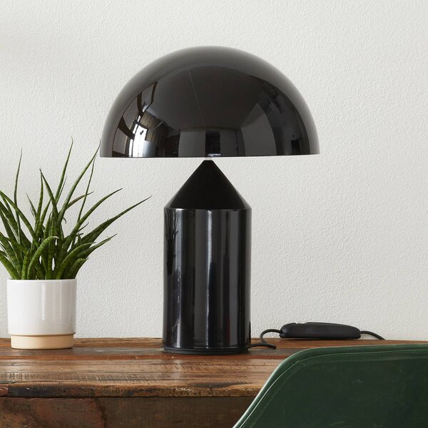 Oluce Lampada da tavolo di design Atollo, dimmerabile, Nero, Soggiorno / Sala da pranzo, Alluminio, Design, Lampada da tavolo