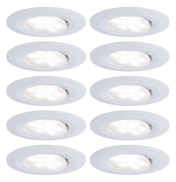 Paulmann Calla bianco, dimmerabile e orientabile, 4.000 K, 9 cm, set da 10 pezzi Calla,, Bianco / Opale, Bagno, Plastica, Moderno