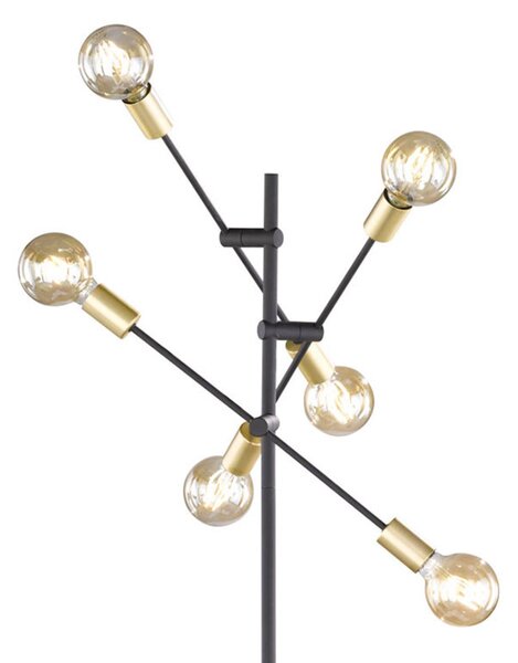 Trio Lighting Lampada da terra Cross, design trend nero-oro