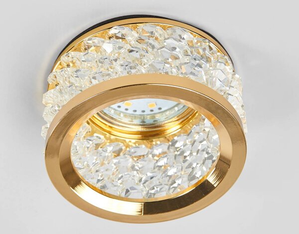 ORION Lampada da incasso Iwen in oro con cristalli IWEN, dimmerabile, Ottone / Oro, Soggiorno / Sala da pranzo, Metallo, Faretto da incasso