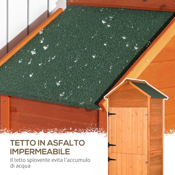 Outsunny Casetta da Giardino con 2 Ante e 3 Mensole, Capanno Porta Attrezzi in Legno, 84x52x188 cm, Arancione | Aosom Italy