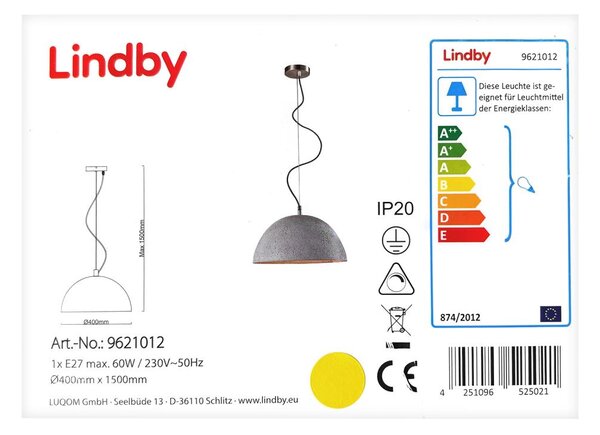 Lindby - LED RGBW Lampadario dimmerabile a sospensione con filo CAROLLE 1xE27/10W/230V Wi-Fi Tuya