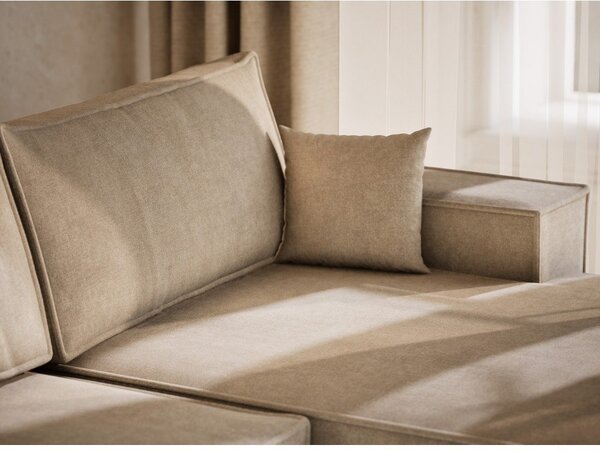 Divano angolare beige allungabile/con contenitore (a U) con rivestimento in ciniglia Kyoto – Maison de Rêve