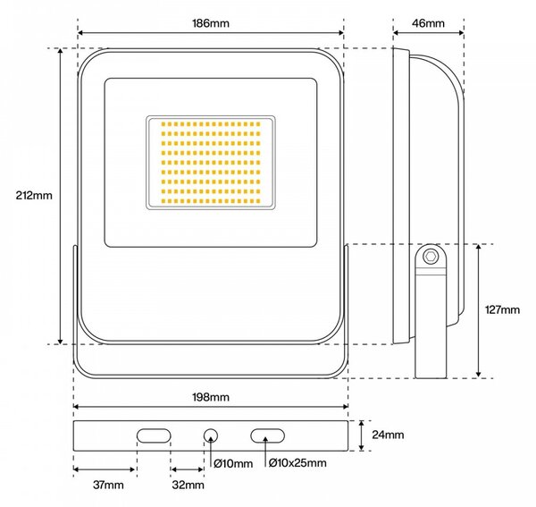 Proiettore LED 50W IP65 145lm/W - LED OSRAM Colore Bianco Naturale 4.000K