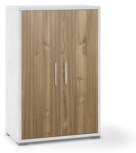Armadietto Multiuso 2 Ante 71x110x41 cm Ossido Bianco/Noce Stelvio