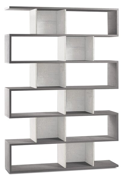 Libreria Modulare 6 Ripiani 150x215x38 cm Cemento/Ossido Bianco