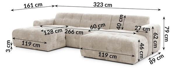Divano angolare beige (a U/con chaise lounge) Melva – Ropez