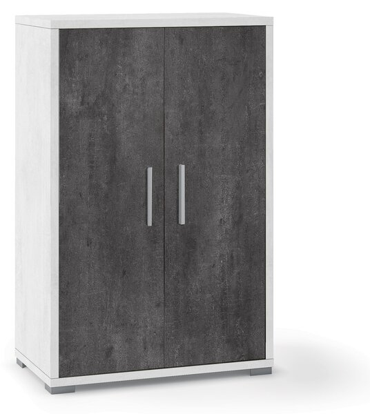Armadietto Multiuso 2 Ante 71x110x41 cm Ossido Bianco/Ossido Nero