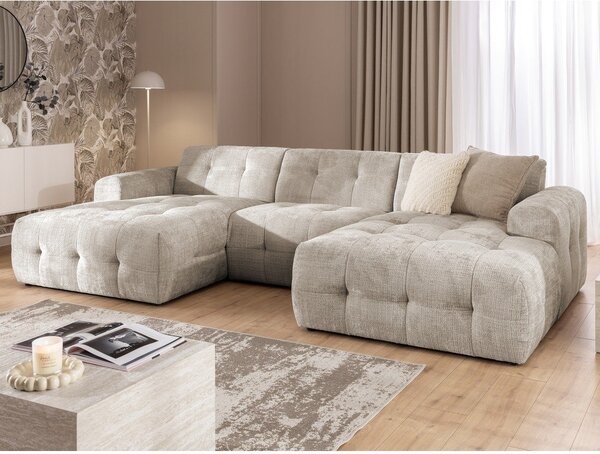 Divano angolare beige (a U/con chaise lounge) Melva – Ropez