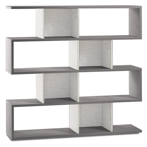 Libreria Modulare 4 Ripiani 150x144x38 cm Cemento/Ossido Bianco