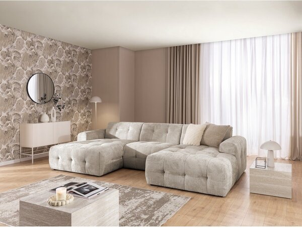 Divano angolare beige (a U/con chaise lounge) Melva – Ropez