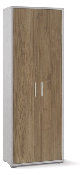 Armadio 2 Ante 71x199x41 cm Ossido Bianco/Noce Stelvio