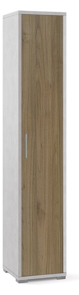 Armadio 1 Anta 39x199x41 cm Ossido Bianco/Noce Stelvio