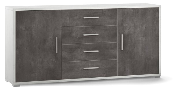 Madia 2 Ante 4 Cassetti 174x84x41 cm Ossido Bianco/Ossido Nero