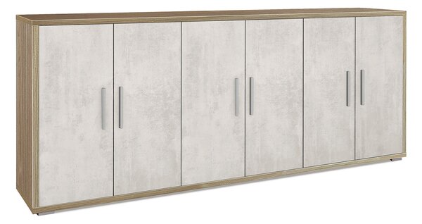 Mobile Basso 6 Ante 203x84x41 cm Noce Stelvio/Ossido Bianco