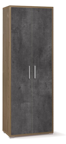 Armadio 2 Ante 71x199x41 cm Noce Stelvio/Ossido Nero