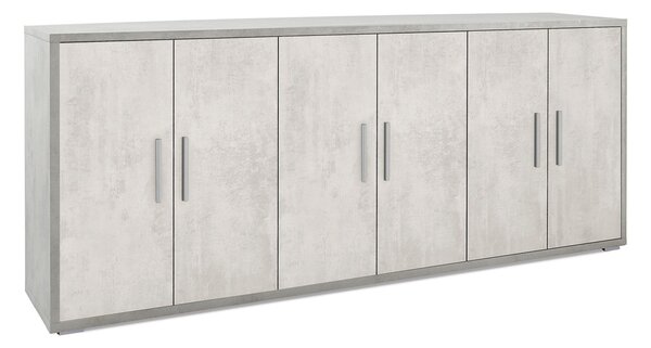Mobile Basso 6 Ante 203x84x41 cm Cemento/Ossido Bianco
