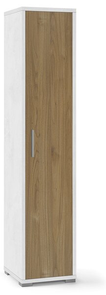 Armadio 1 Anta 39x182x41 cm Ossido Bianco/Noce Stelvio