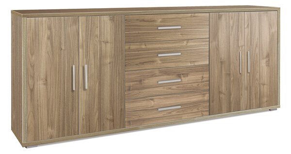 Mobile Basso 4 Ante 4 Cassetti 203x84x41 cm Noce Stelvio