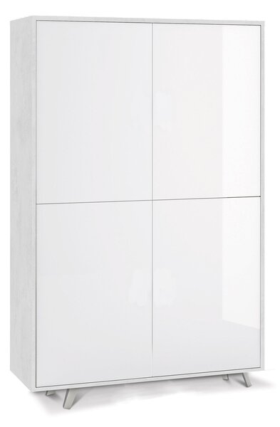 Mobile Multiuso 4 Ante 107x169x41 cm Ossido Bianco/Bianco Lucido