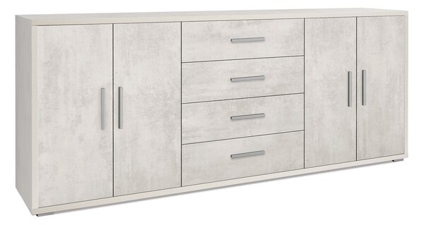 Mobile Basso 4 Ante 4 Cassetti 203x84x41 cm Ossido Bianco