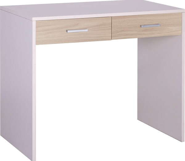 Scrivania da Ufficio 2 Cassetti 91x76x55 cm Bianco Fiammato/Olmo Chiaro