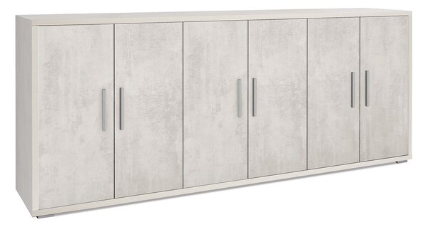 Mobile Basso 6 Ante 203x84x41 cm Ossido Bianco