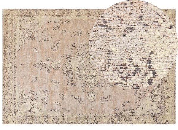 Tappeto in cotone beige 200 x 300 cm con effetto invecchiato stile orientale camera da letto soggiorno Beliani