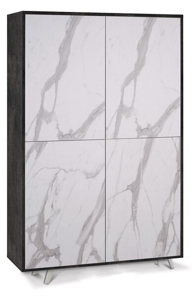 Mobile Multiuso 4 Ante 107x169x41 cm Ossido Nero/Marmo Calacatta