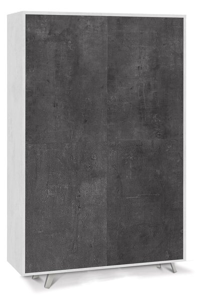 Mobile Multiuso 4 Ante 107x169x41 cm Ossido Bianco/Ossido Nero