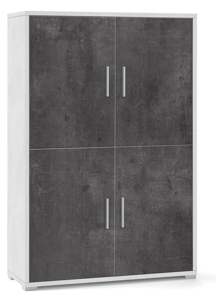 Mobile Multiuso 4 Ante 108x161x41 cm Ossido Bianco/Ossido Nero