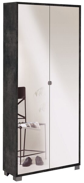 Armadio Multiuso 2 Ante con Specchio 83x190x29 cm Ossido Nero