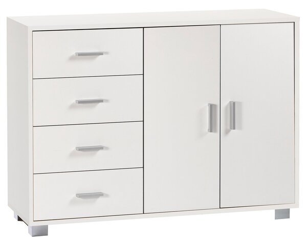 Madia 2 Ante 4 Cassetti 116x86x41 cm Bianco Fiammato