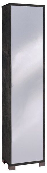 Armadio 1 Anta con Specchio 43x190x29 cm Ossido Nero