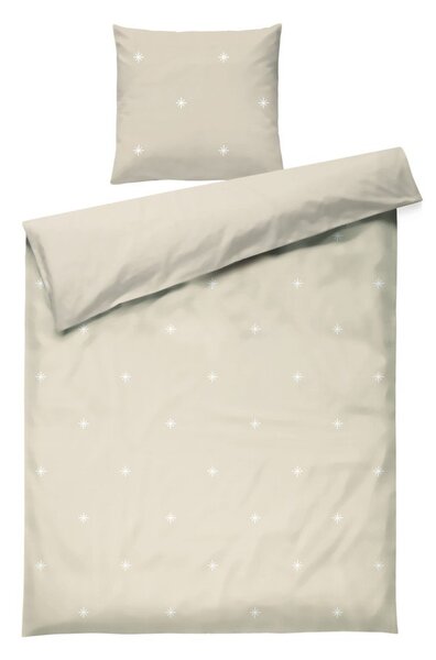 Set copripiumino e federa beige in percalle di cotone per letto singolo 140x200 cm Christmas Fable – JUNA