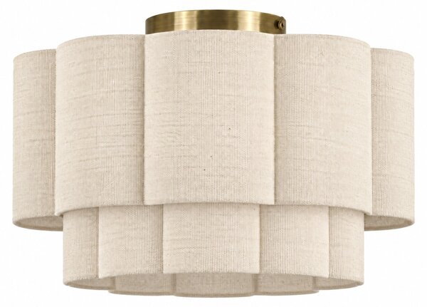 Lampada a sospensione Relaxdays, stile Mid-Century, retro, con paralume a forma di fiore, attacco E27, dimensioni 22 x 33 cm, realizzata in lino e metallo, colore crema/ottone