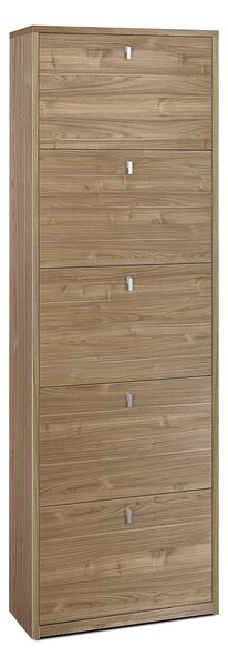 Scarpiera Salvaspazio 5 Ante 25 Paia 63x190x29 cm Noce Stelvio