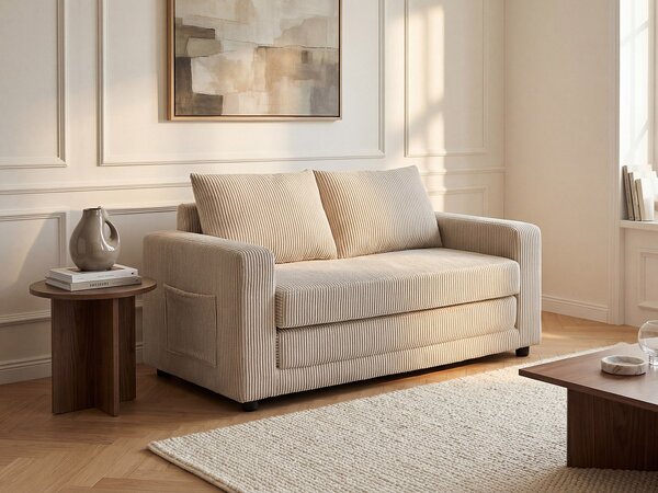 Divano letto 2 posti in Velluto a coste Beige - MIRTO