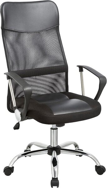 Sedia da ufficio ergonomica di alta qualità, con base cromata, regolazione dell'altezza, braccioli e funzione girevole a 360°: la sedia perfetta per il comfort e la produttività sul posto di lavoro